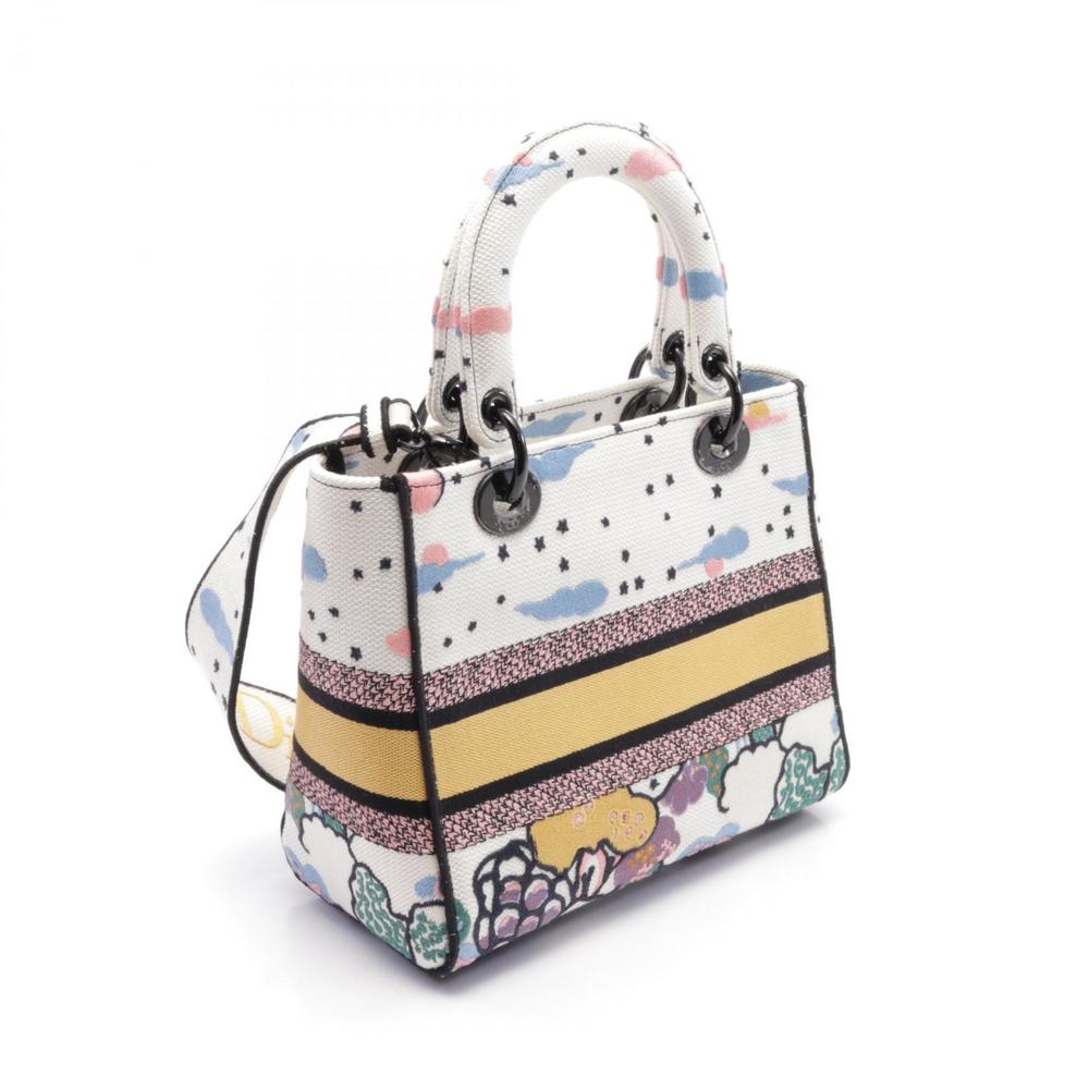 Dior Lady D-Lite Medium Handbag Bag Canvas White - Picture 2 of 5